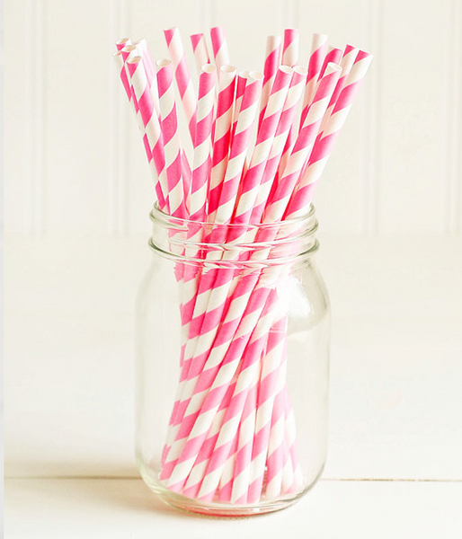 Бумажні трубочки Pink white stripes (10 шт.) 02645 фото